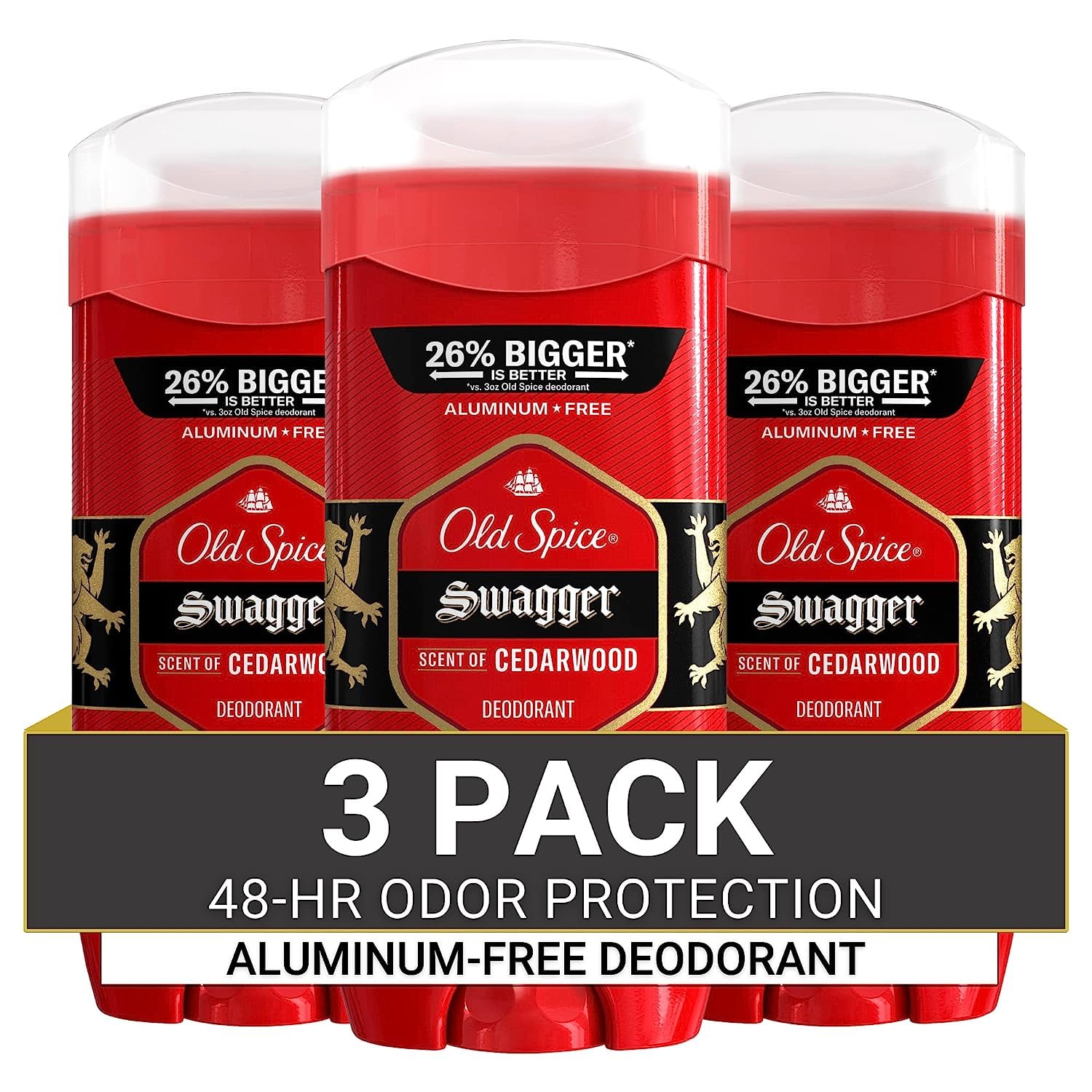Old Spice Aluminum Free Deodorant for Men, Swagger Scent, 3.8 oz (Pack of 3)