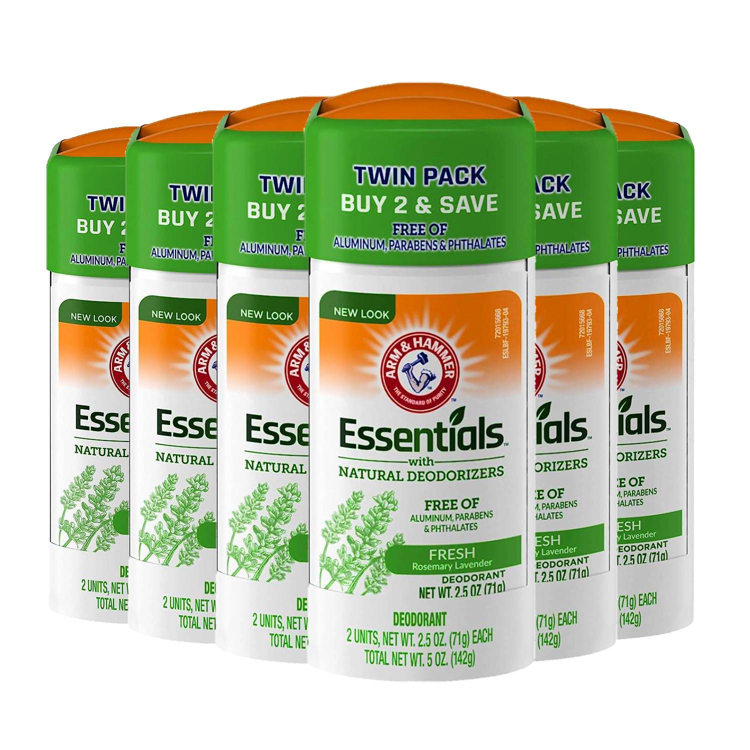 Arm & Hammer Essentials Natural Deodorant Fresh Rosemary Lavender Natural Twin Pack - 2.5 oz - 6 Pack