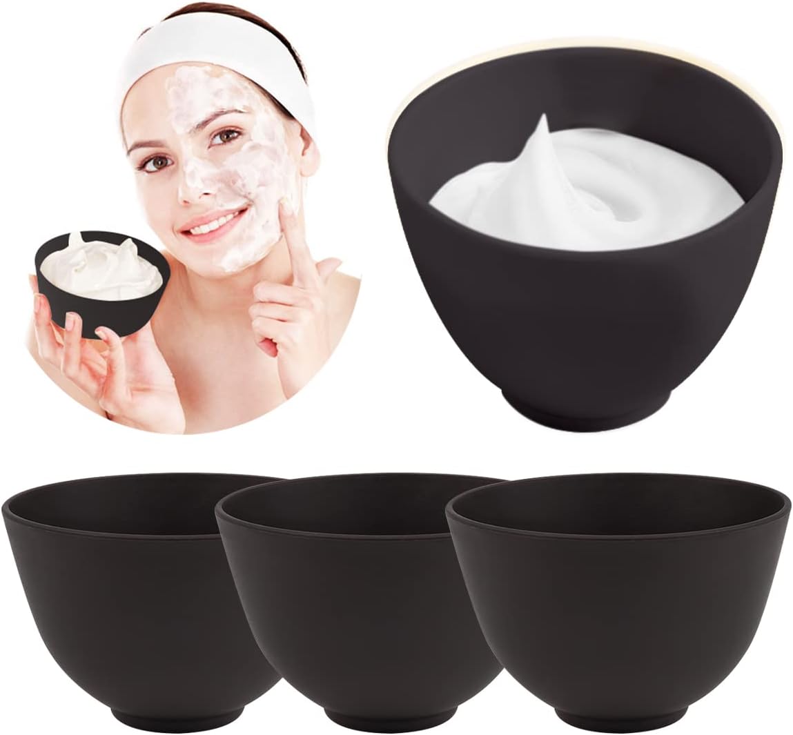 4 Pieces Home Use Silicone Facial Mask Mixing Bowl, Diy Face Mask Mixing Bowl for Facial Mask, Mud Mask and Other Skincare Products, Cosmetic Beauty Tool