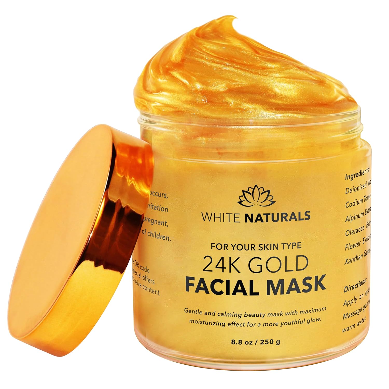 24K Gold Facial Mask, Anti-Aging Gold Face Mask For Flawless & Moisturizes Skin, Helps Reduces Wrinkles, Fine Lines & Acne Scars, Removes Blackheads, Dirt & Oils