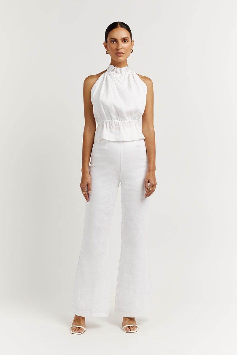 AISLE WHITE RAMIE BACKLESS TOP Clothing DISSH Boutiques 12 WHITE