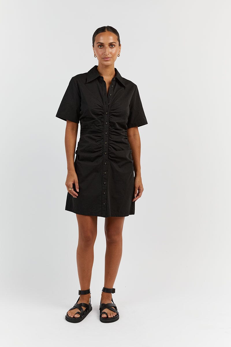 ALLISON BLACK COTTON MINI DRESS Clothing DISSH Boutiques 6 BLACK