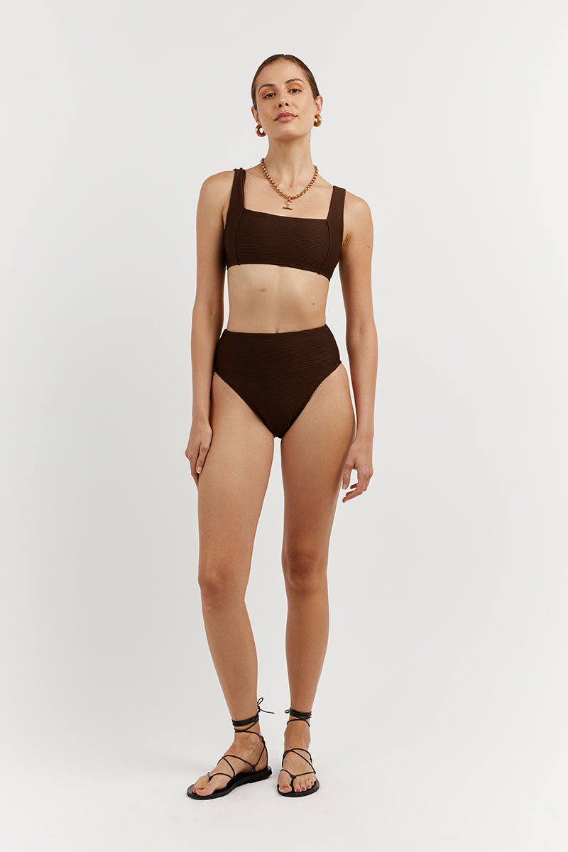 AMAYA CHOC HIGH WAISTED BRIEF Clothing DISSH Boutiques XS CHOCOLATE