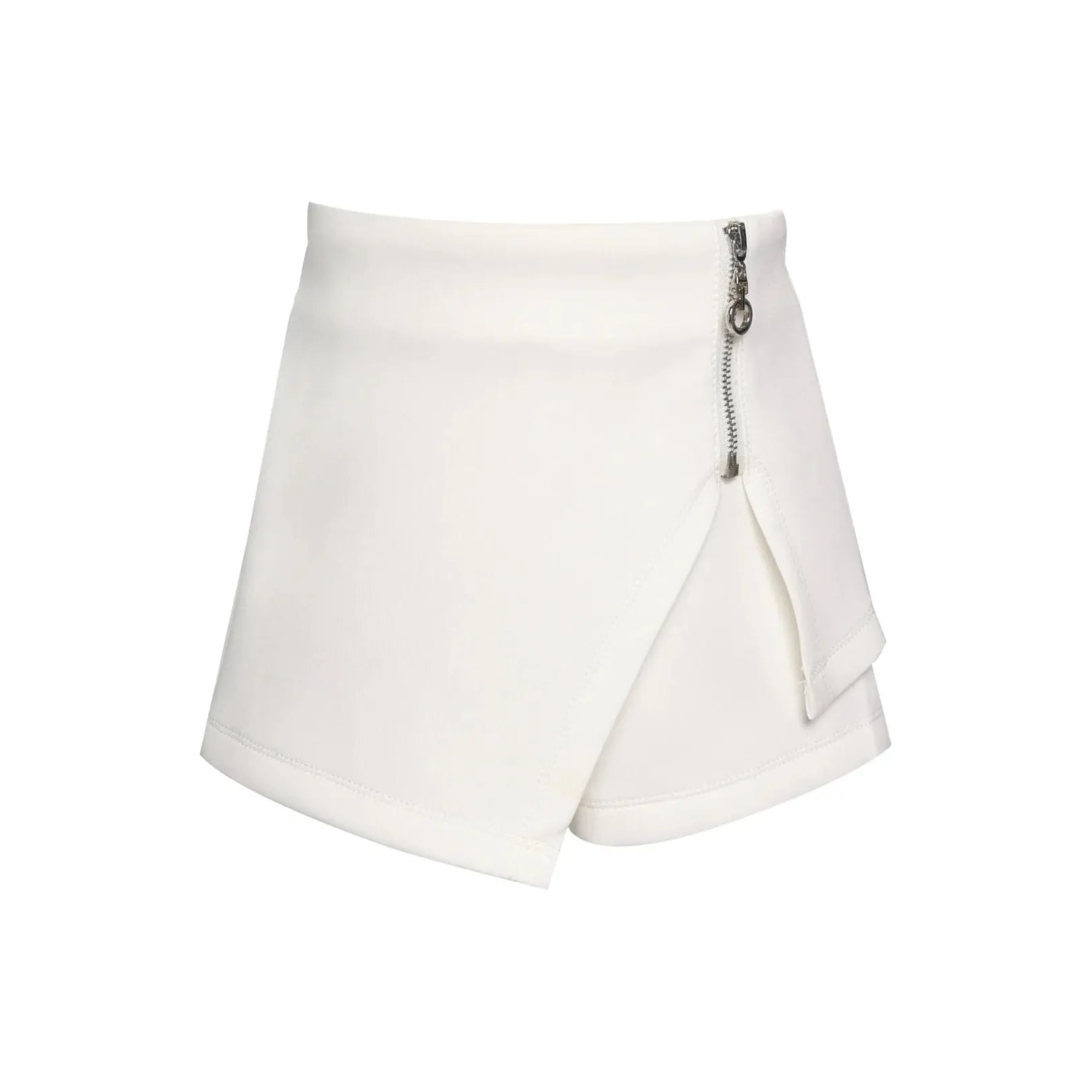Asymmetrical Pleated White Skort