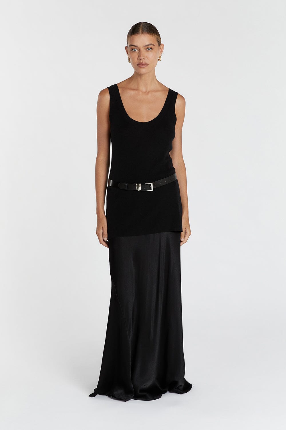ALIA BLACK SCOOP KNIT TANK Clothing DISSH Boutiques XS BLACK