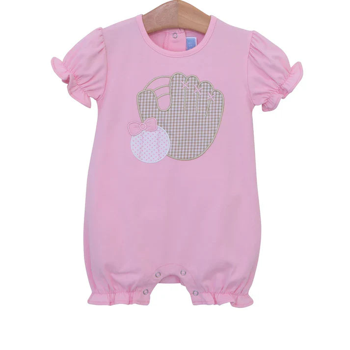 Baseball Ruffle Romper, Pink
